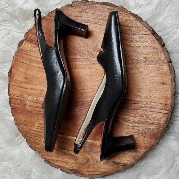 Etienne Aigner Black Leather Slingbacks Heels Size 8.5 M - Picture 4 of 8